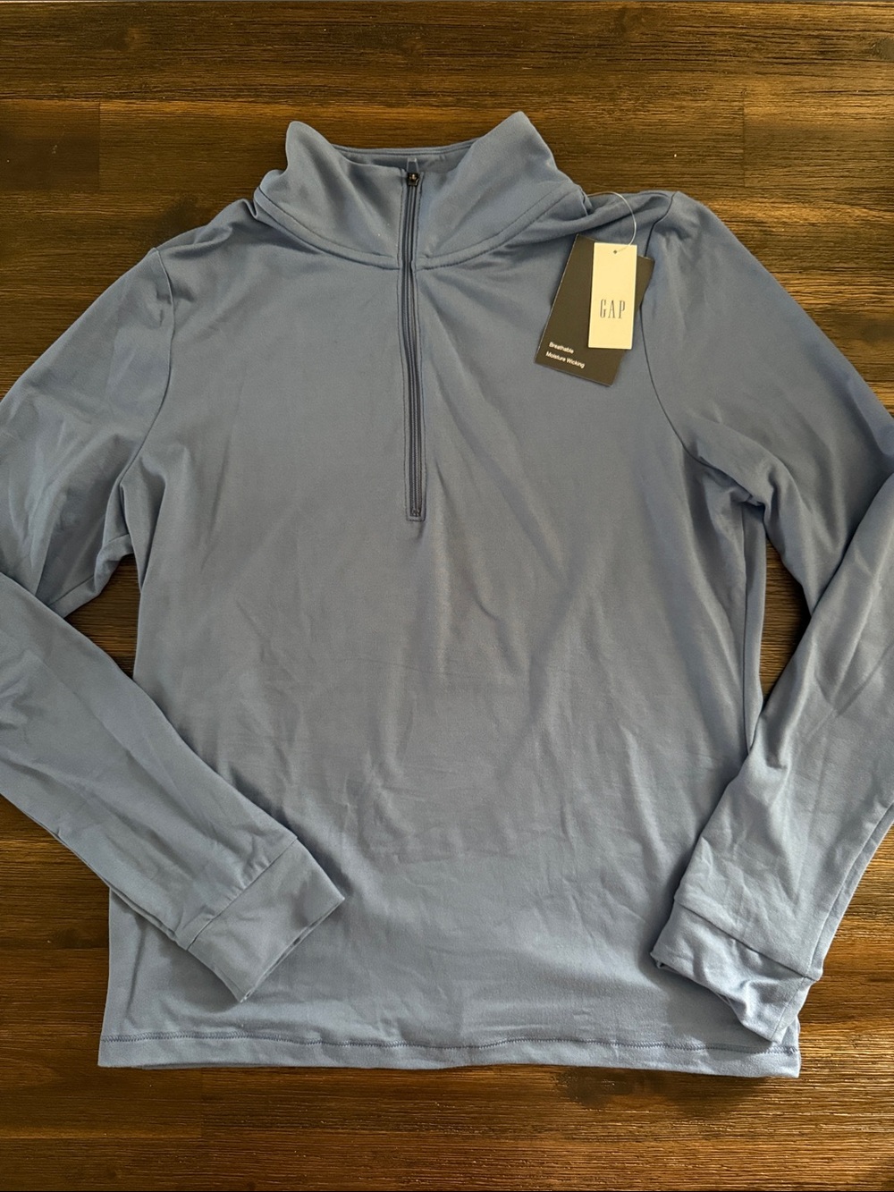 GAP Fit Blue Breathable Moisture Wicking Long Sleeve Quarter Zip Medium NWT